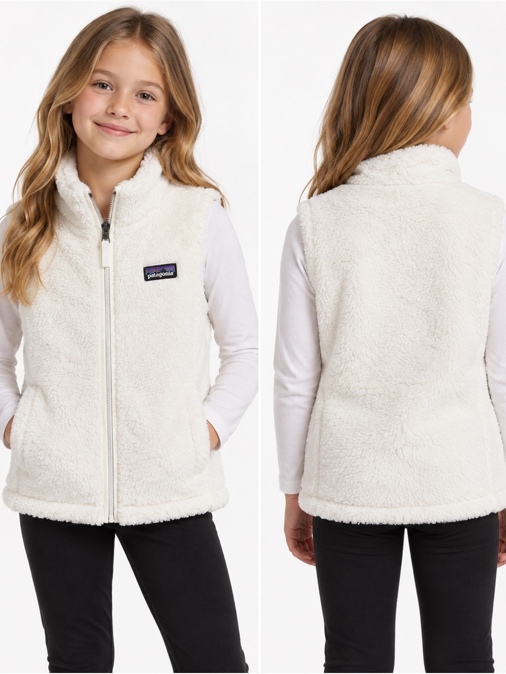 Patagonia Los Gatos High Pile Fleece Vest Girls 10 M Kids Cream Gorpcore NWT